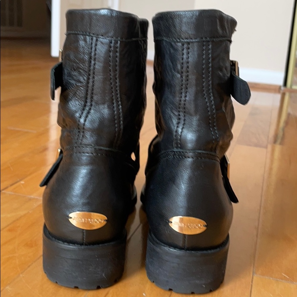 Jimmy Choo Youth Black Leather Biker Boots 38.5 - Picture 9 of 16